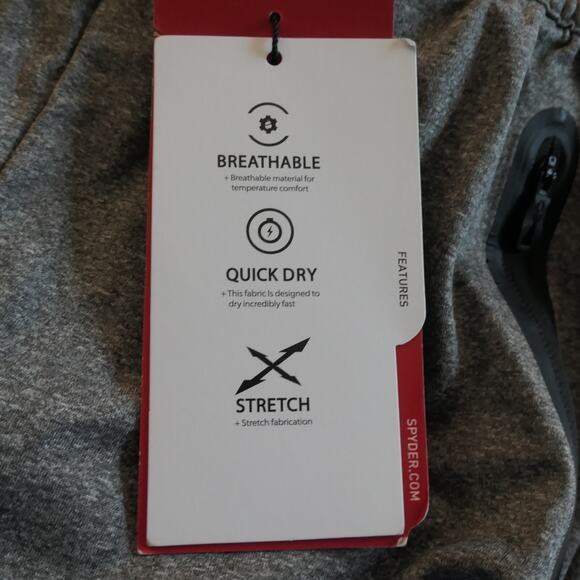 NWT Spyder Joggers Performance Sweatpants Mens Small Heather Gray Zip Pockets - Picture 9 of 11